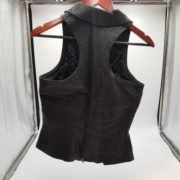 SKINGRAFT Fitted Leather Vest Luxury Designer Couture - Picture 3 of 8